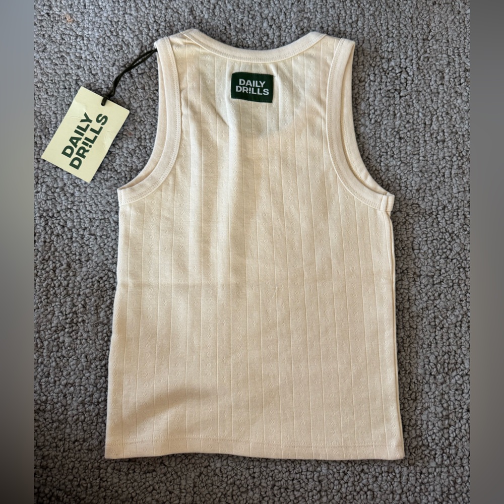 Daily Drills Light Yellow / Cream Racerback Striped Ribbed Tank size XS/S NWT